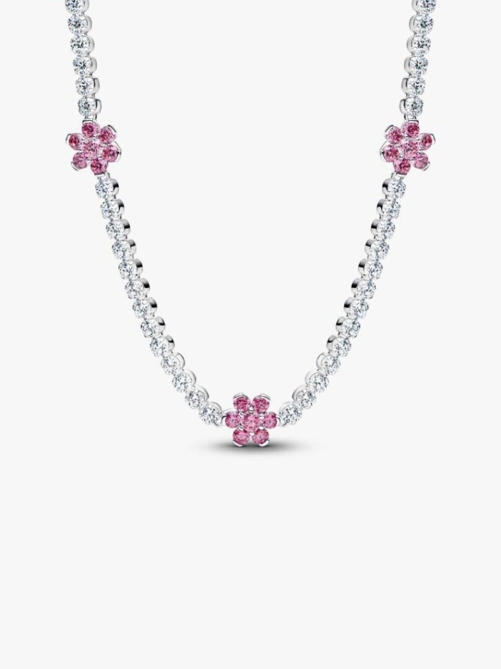 Pandora Pink Flower Tennis Necklace